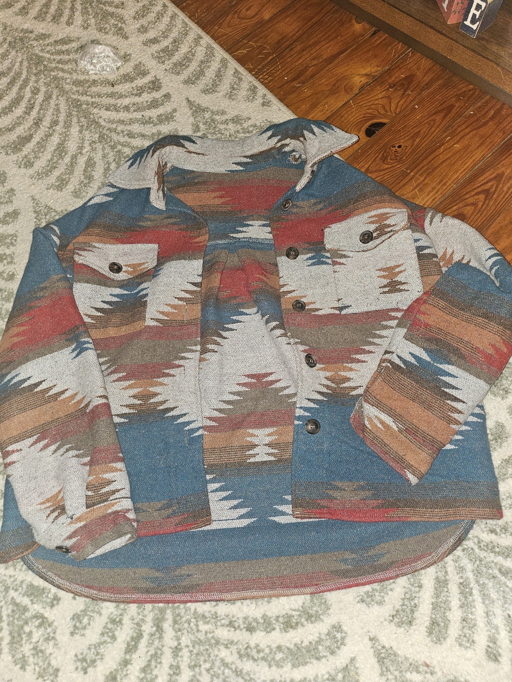 Women’s Aztec Print Button-Up Jacket - Blue Multi